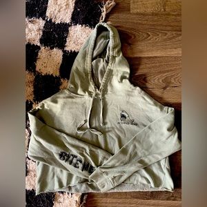 Octopied Mind BITE ME Shark Crop Hoodie